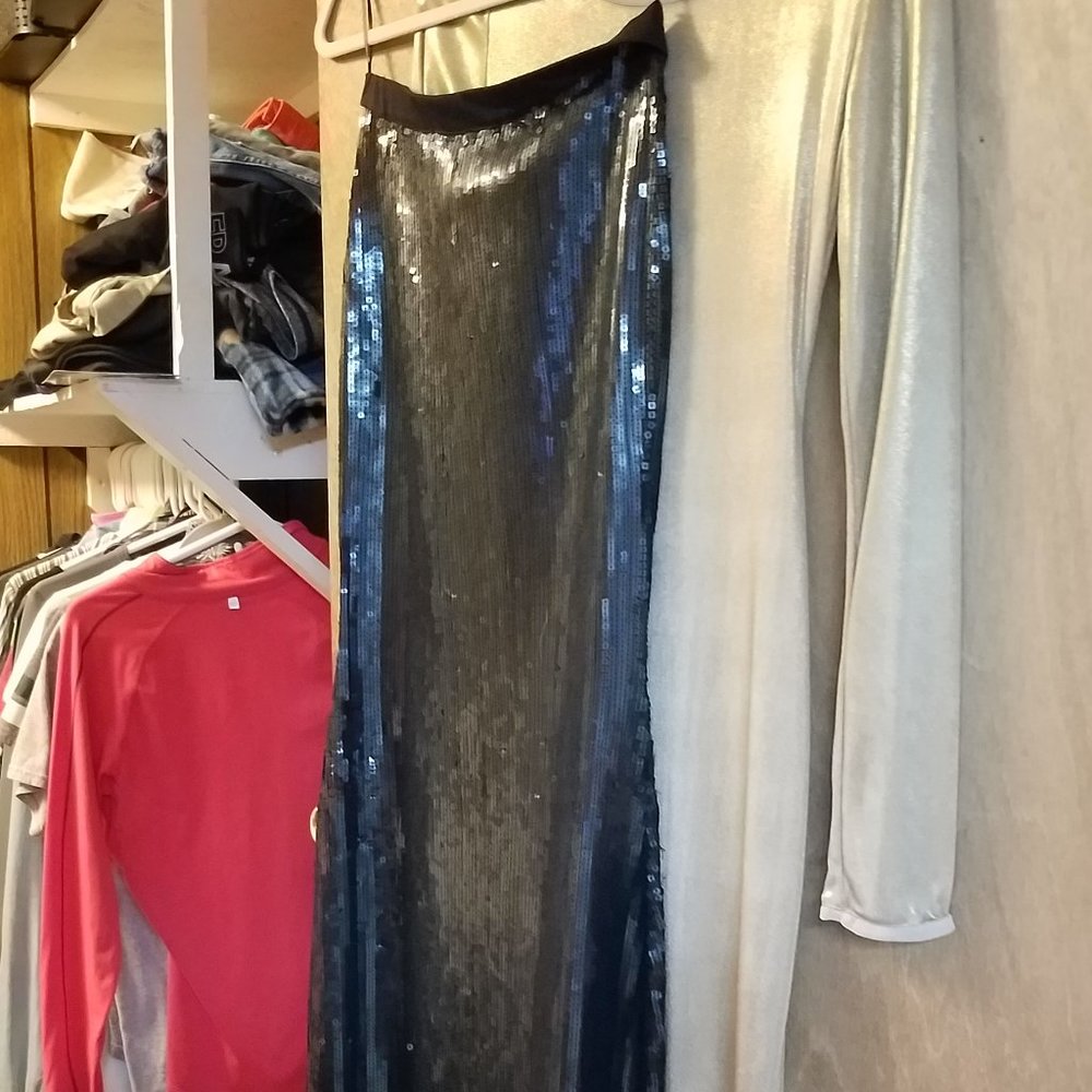 Chan Lau Long Maxi Black Shimmer Skirt